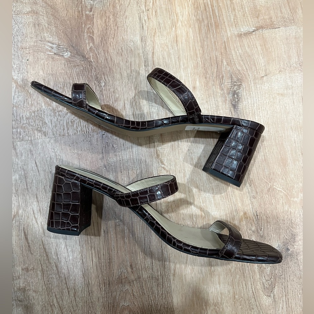 Said Fifth Avenue Brown snakeskin block heeled sandals